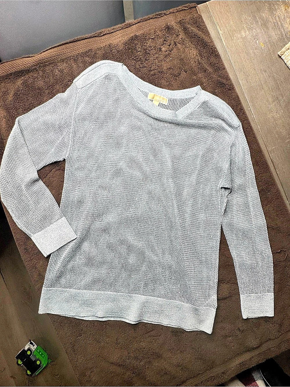 Michael Kors Women's Textured Crewneck Sweater Gray XL Like New